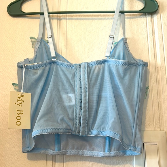 Baby blue mesh butterfly corset top - Picture 3 of 3